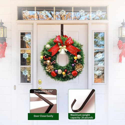 Adjustable Metal Wreath Hanger by [Brand Name] - 12-20 Inch Over The Door Hook for Indoor/Outdoor Use | Holds Up to 20 lbs