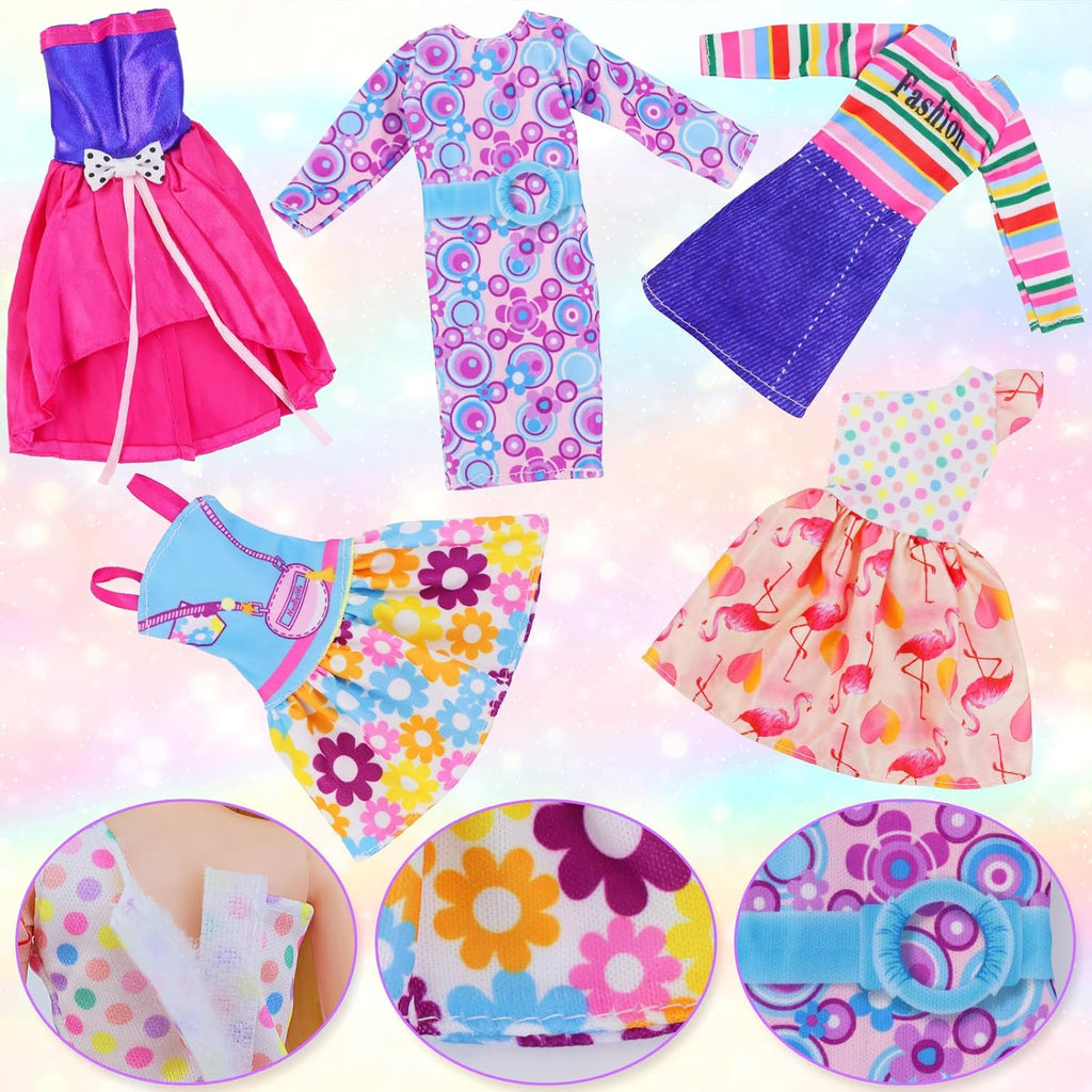 Regine Switzerland Girl Doll Clothes Closet - Stylish Wardrobe with Dresses & Shoes for 11.5-Inch Dolls