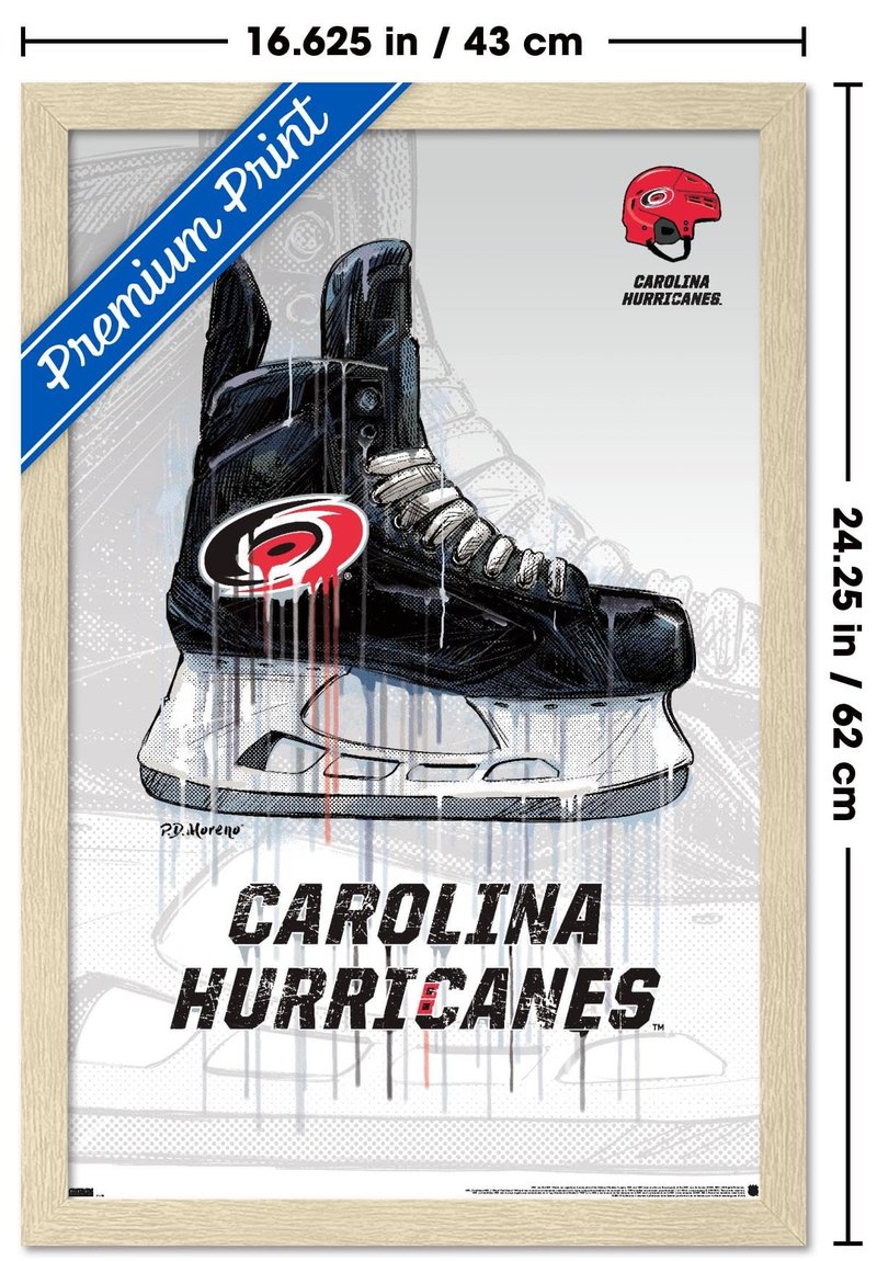 Trends International NHL Carolina Hurricanes - Drip Skate 21 Wall Poster, 22.4L x 14.7W, Blonde Framed Version