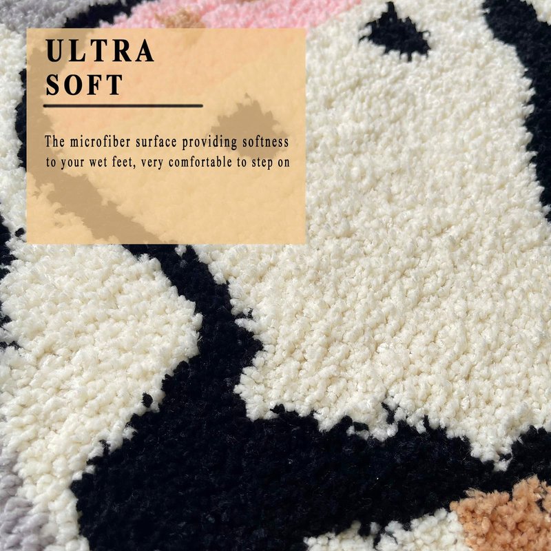 UKELER Nursery Cute Cow Shaggy Accent Bedroom Bathroom Rug, Non-Slip for Kids, 36''17''