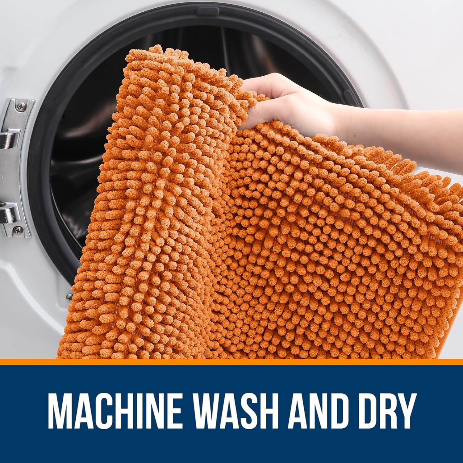 OLANLY Bath Rugs - Extra Soft Chenille, Quick-Dry & Machine Washable | 24x16 Inches, Clay Color