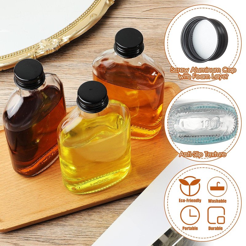 Patelai 16 Pcs 200 ml Small Glass Bottles with Caps Bulk 6.8 oz Mini Clear Flask Liquor Bottles Empty Alcohol Shot Bottling DIY Wedding Gift for Syrup Potion Juice Wellness Vodka Beverages Whiskey Oil