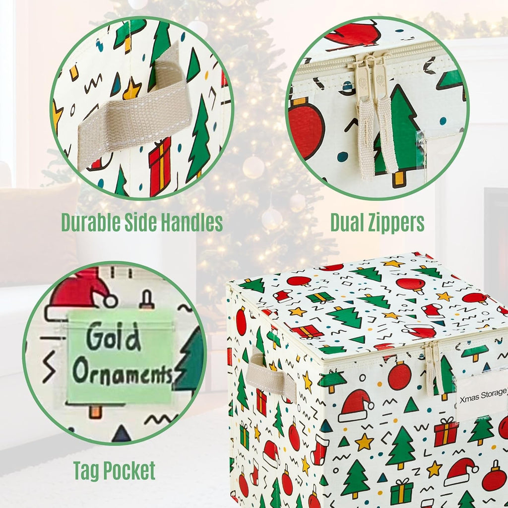 VENO Christmas Decoration Storage Bags - 3 Pack Gift Wrapping & Ornament Organizers