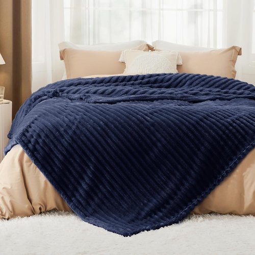 Bedsure GentleSoft Navy Fleece Blanket - Cozy Soft Couch Throw, Perfect for Women & Girls, 108x90 Inches