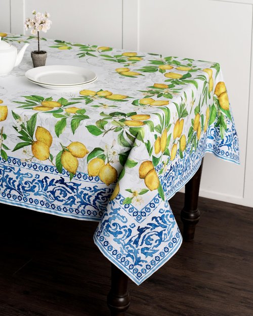 Maison d' Hermine Table Cloth Rectangle Table 100% Cotton 70 x 90 Inches Tablecloth Reusable Decorative for Dining Kitchen Room Farmhouse Home Easter Decorations Spring Summer - Cedrat