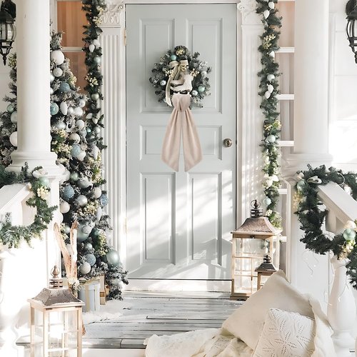 Boxwood Wreath Sash by [Brand Name] - 2 Pack Burlap Front Door Decor | Elegant Porch Garland