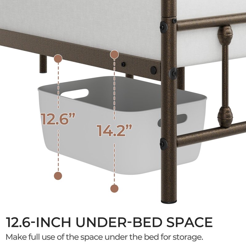Yaheetech Classic Metal Platform Bed Frame Mattress Foundation with Victorian Style Iron-Art Headboard/Footboard/Under Bed Storage/No Box Spring Needed/Twin Size Bronze