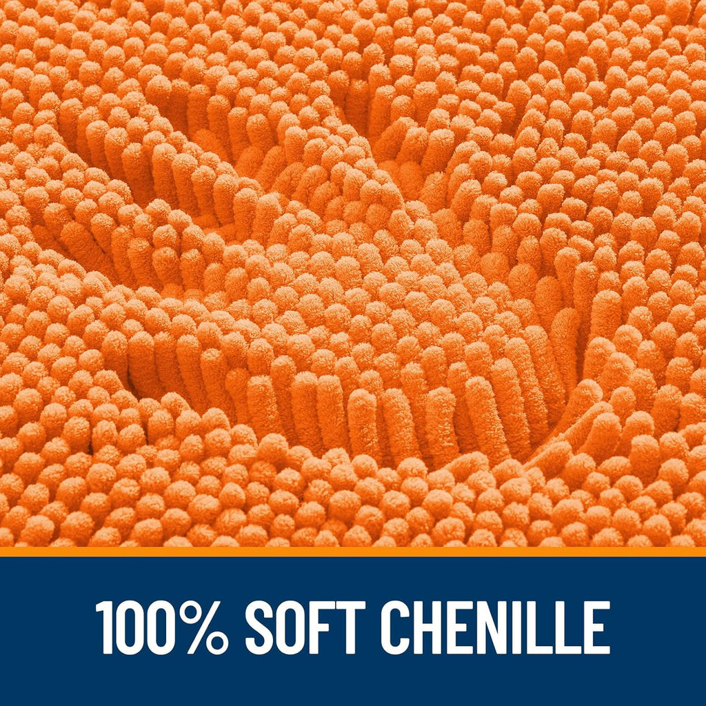 OLANLY Bathroom Runner Rugs - Extra Soft Chenille Bath Mats | Quick-Dry, Machine Washable, 47x20, Orange
