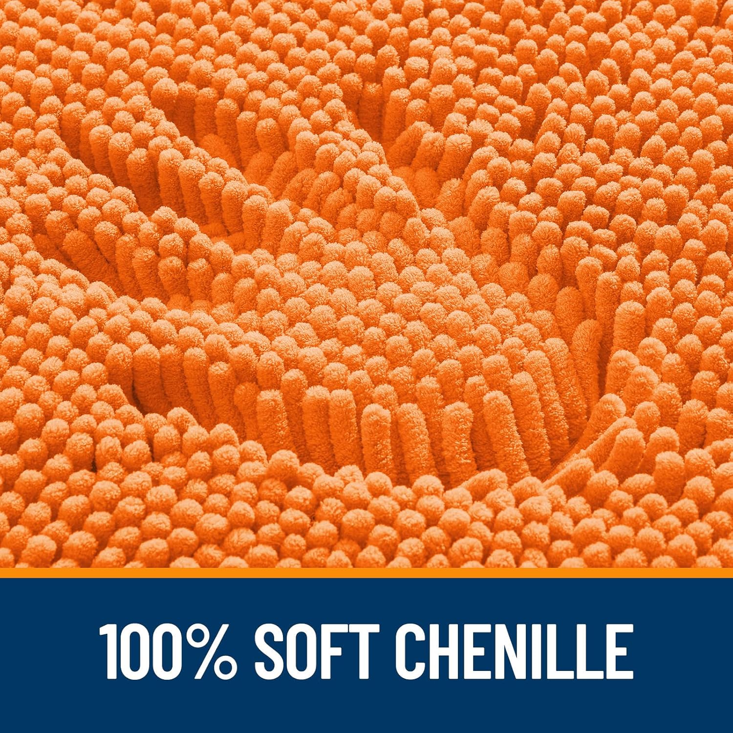 OLANLY Large Bath Rugs - Extra Soft Chenille, Quick-Dry & Machine Washable | 50x30, Orange