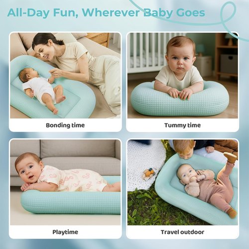 Baby Lounger - Adjustable Infant Nest for Newborns 0-24 Months | Breathable Fabric & 3D Support, Blue