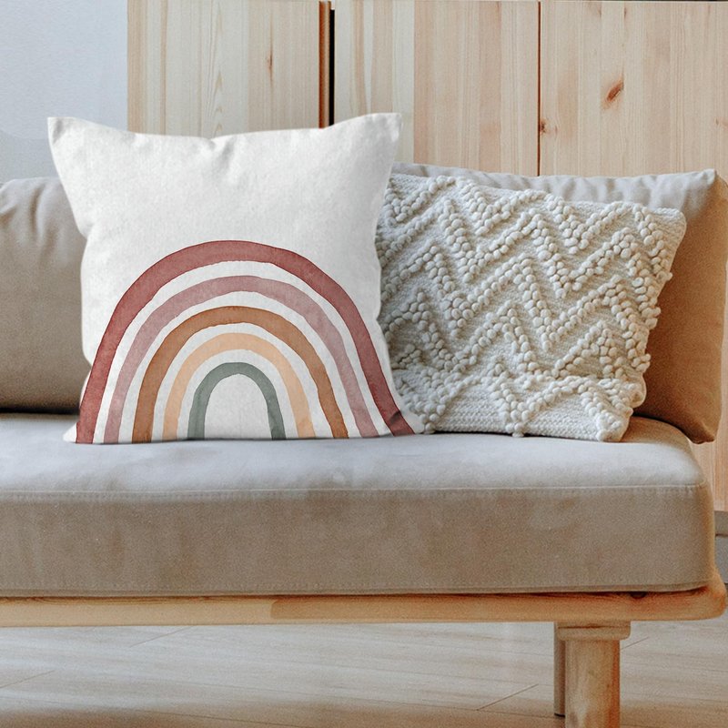 HIWX Boho Rainbow Pillow Cover - Classroom Decorative Pillowcase Throw Pillow - 18 x 18 Inch