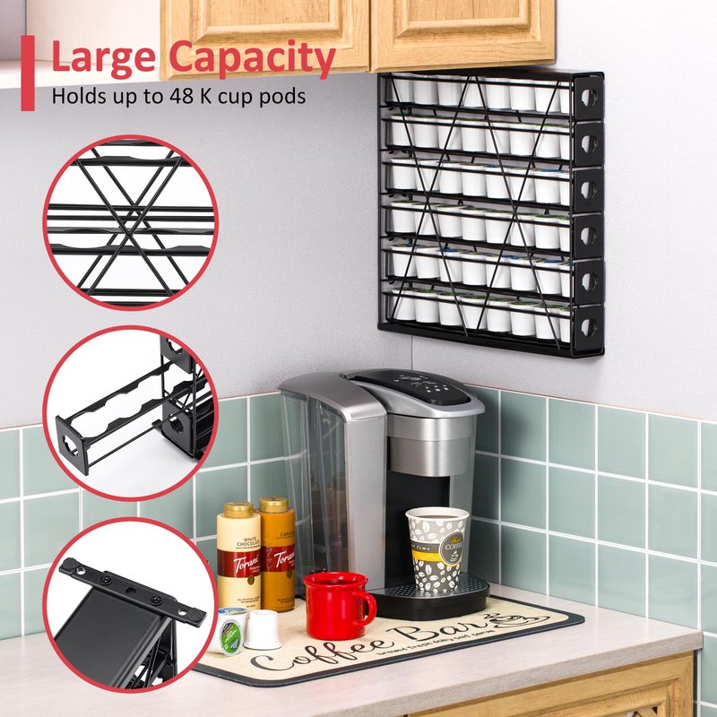 Rice rat k cup Holders for 6 Tier Coffee Pod Holder,Black Metal Space(48 pods)