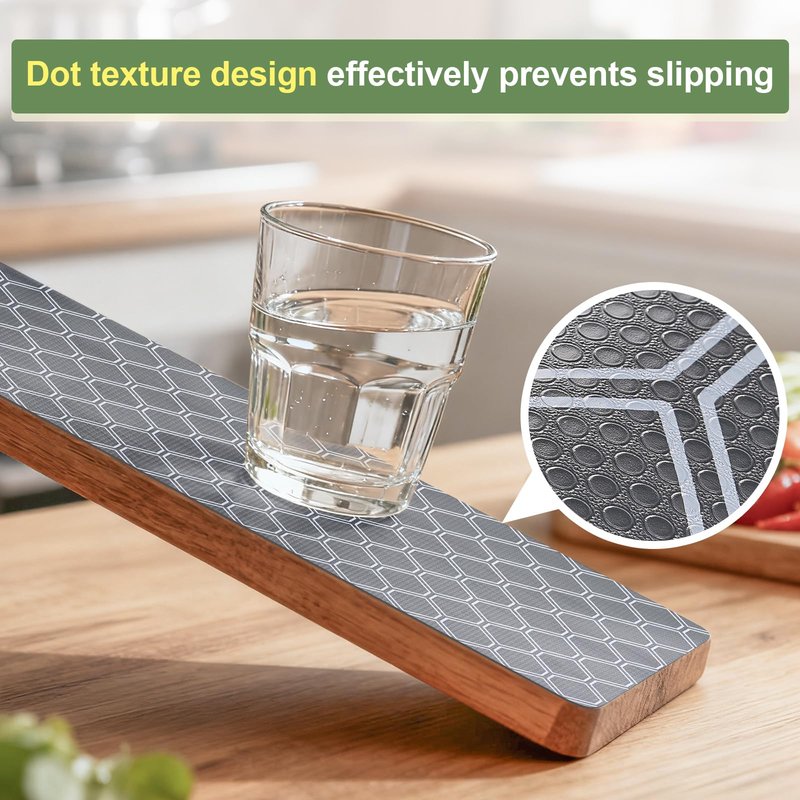Non Adhesive Fridge Shelf Liner, Waterproof Drawer Liners for Kitchen Cabinet Refrigerator, No Slip Bathroom Cupboard Liner EVA Place Mat Roll -17.5" x 197" Grey