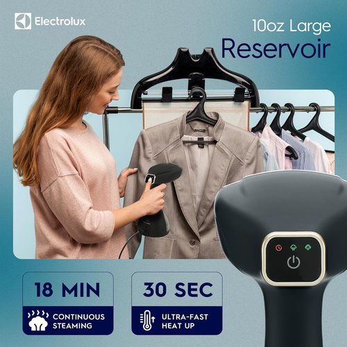 Electrolux Portable Handheld Clothes Steamer - LX15003 Wrinkle Remover with Lint Brush & Fabric Brush | Black