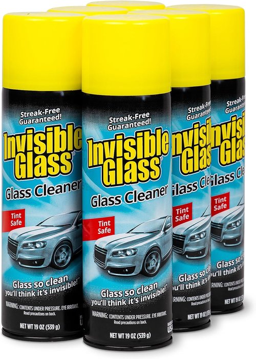 Invisible Glass Premium Aerosol Glass Cleaner Spray - Streak-Free, Ammonia-Free, Tint-Safe | 19 oz (Pack of 6)