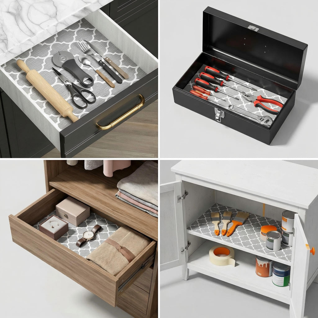 Coavas Extra Grip Thickened Shelf and Drawer Liner - Non-Adhesive Non-Slip Waterproof Mats for Kitchen Cabinets, Drawers, Shelves, Dresser & Cupboard, Easy Cut DIY (Gray, 24IN x 20FT)