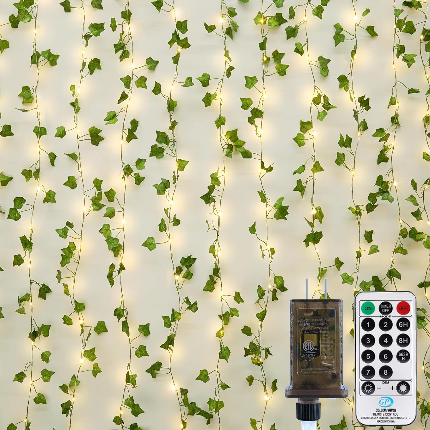 OMIKA 66FT Ivy String Lights - 200 LED Fairy Lights with Remote & Waterproof Design for Bedroom, Garden, Wedding Decor