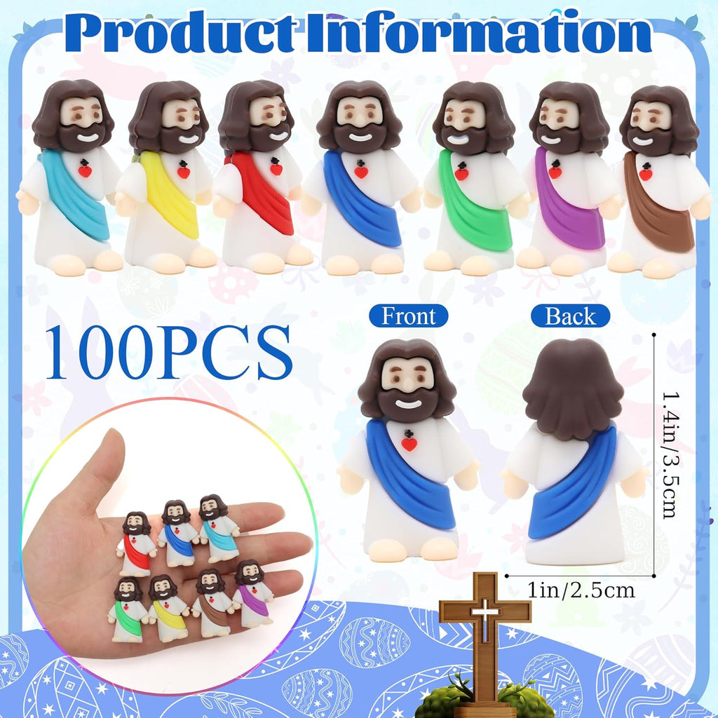 Owurha Mini Jesus Figurines - 100 Pcs Original Design for Religious Parties & Easter Gifts