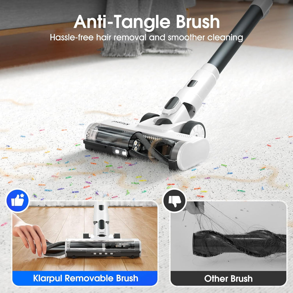 Skiennix Cordless Vacuum Cleaner - 600W, 50KPA Suction, 70-Min Runtime, LED Touch Screen, Lightweight, White