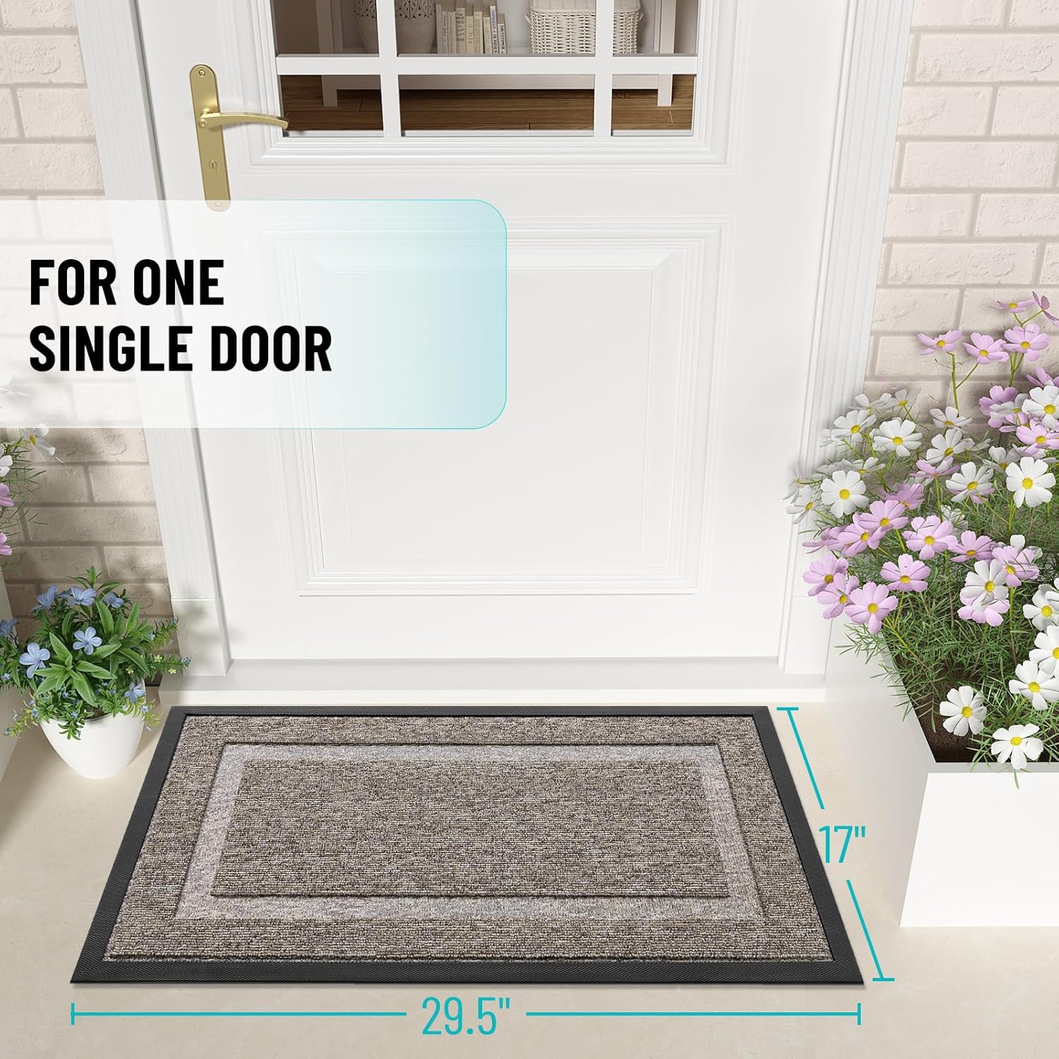 OLANLY Waterproof Front Door Mat - All-Weather Indoor/Outdoor Doormat, Easy Clean, 29.5x17, Khaki/White