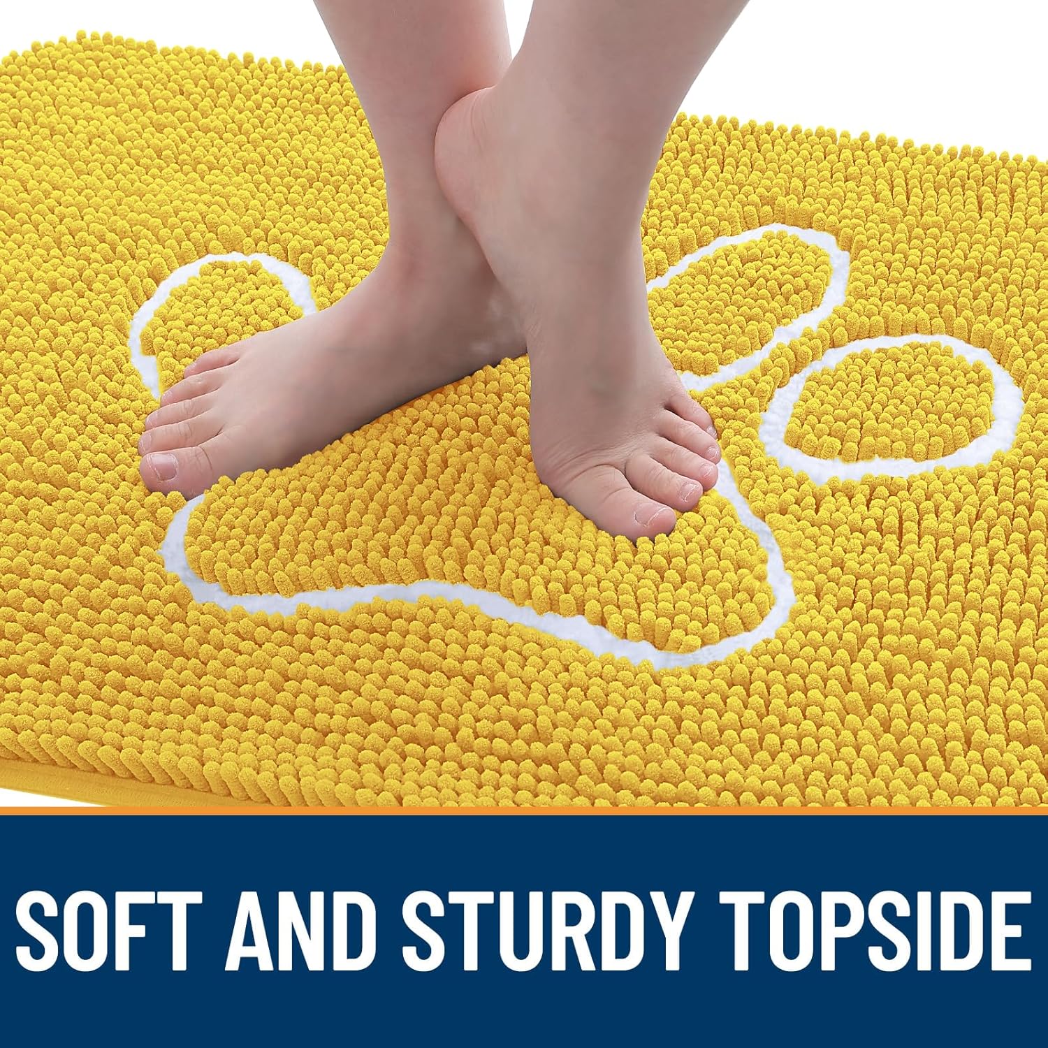 OLANLY Dog Door Mat - Absorbent Non-Slip Mud Mat for Paws | 36x24 Yellow Chenille Design