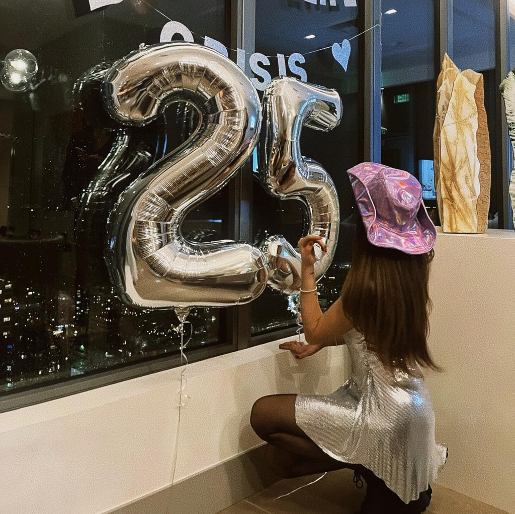 Silver Number 25 Balloon - 40 Inch Metallic 25th Birthday Decoration for Men & Women