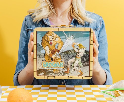 Toynk Fallout Grognak The Barbarian Retro-Style Metal Lunchbox | Reusable Storage Tin Container