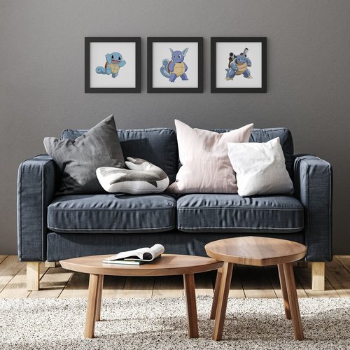Trends International Gallery Pops Pokémon - Squirtle Evolutions Wall Art Bundle (3-Pack) Gallery Pops Wall Art, Black Framed Version