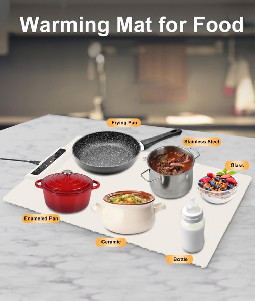 Food Warming Mat, Portable Warming Mat with 3 Temperature Settings, Roll Up Silicone Food Warmer for Buffets Party, Travel, Daily Lives