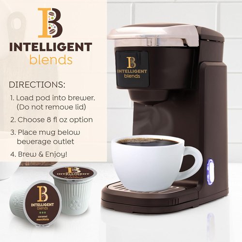 Intelligent Blends Caramel Macchiato Coffee Pods - Medium Roast, 100% Arabica, 100 Count | Compatible with Keurig K Cups