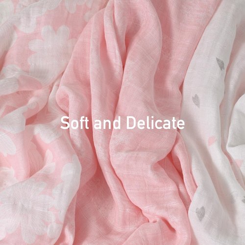 GLLQUEN BABY Receiving Blanket Boy Cotton Muslin Swaddle Blankets Girl Newborn Squares Breathable & Soft Thin Baby Blankets Cloths Double Absorbent Infant Swaddling Wrap - 6 Pack (Rosebud)
