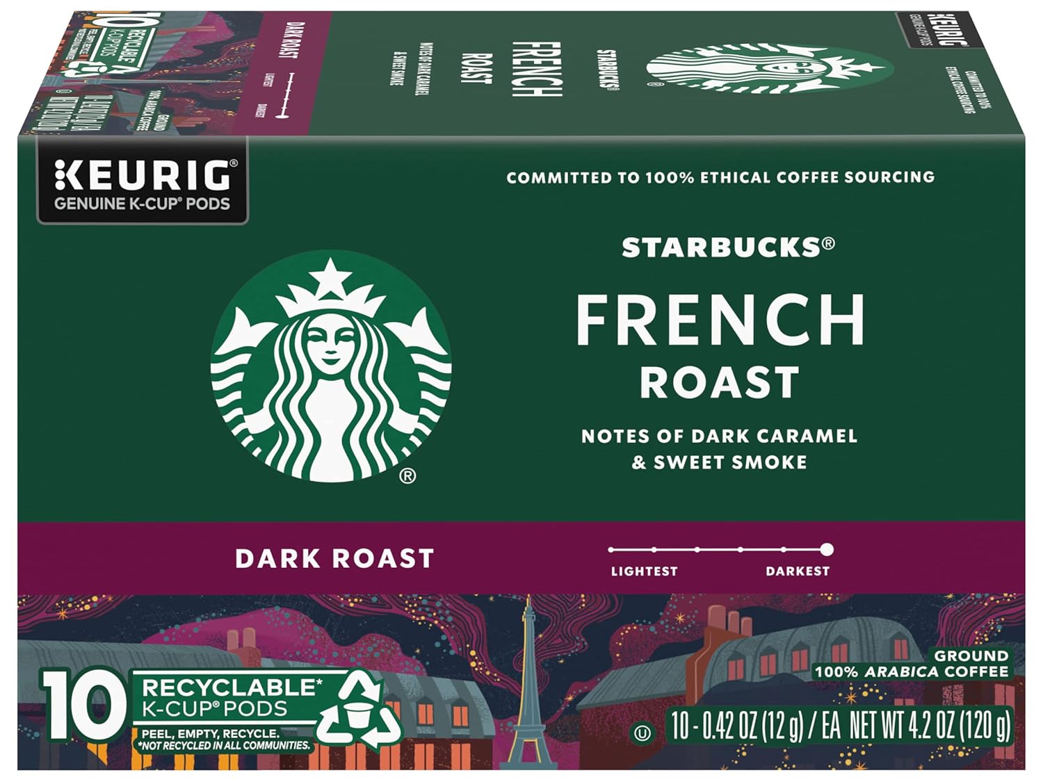 Starbucks French Roast K-Cup Pods - Bold Flavor, 10 Count Pack