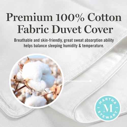 Martha Stewart Queen Size Goose Feather Down Comforter - Hypoallergenic All-Season Duvet Insert | 90 x 90 Inch White