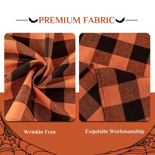 Softalker Fall Checkered Table Runner - Orange Buffalo Plaid Halloween Thanksgiving Stain Resistant Washable Table Decoration for Dining/Parties/Holiday Decor, 13 x 120 Inch