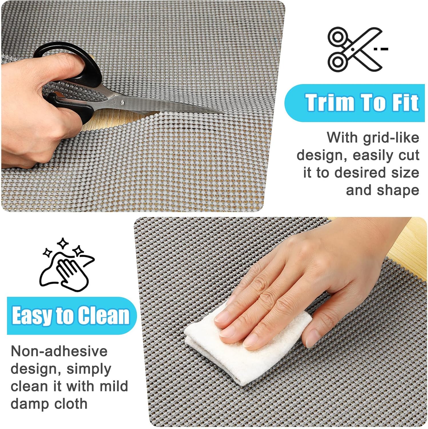 Songrey Non-Adhesive Drawer Liner - 12IN x 20FT Non-Slip Cabinet Mat for Kitchen & Bathroom (Dark Gray)