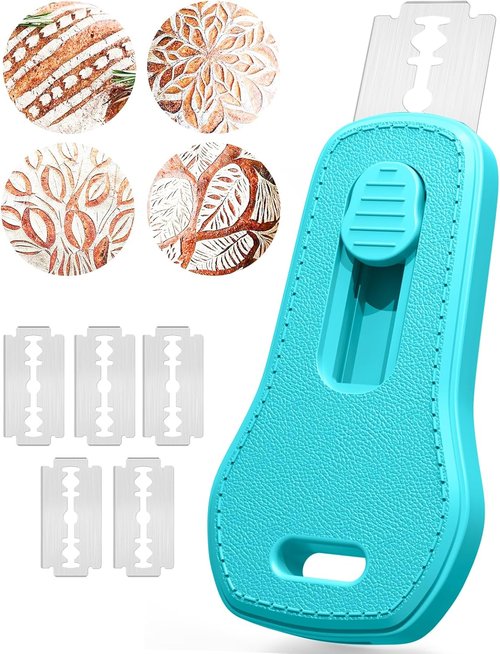 24SHEN Bread Lame - Sourdough Scoring Tool with Magnetic Handle & 5 Razor Blades | Blue