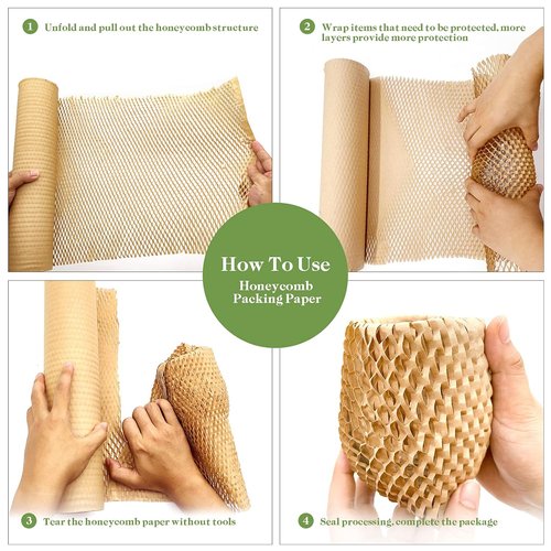 Honeycomb Packing Paper - 15" x 131' Eco-Friendly Alternative to Bubble Wrap for Moving & Shipping