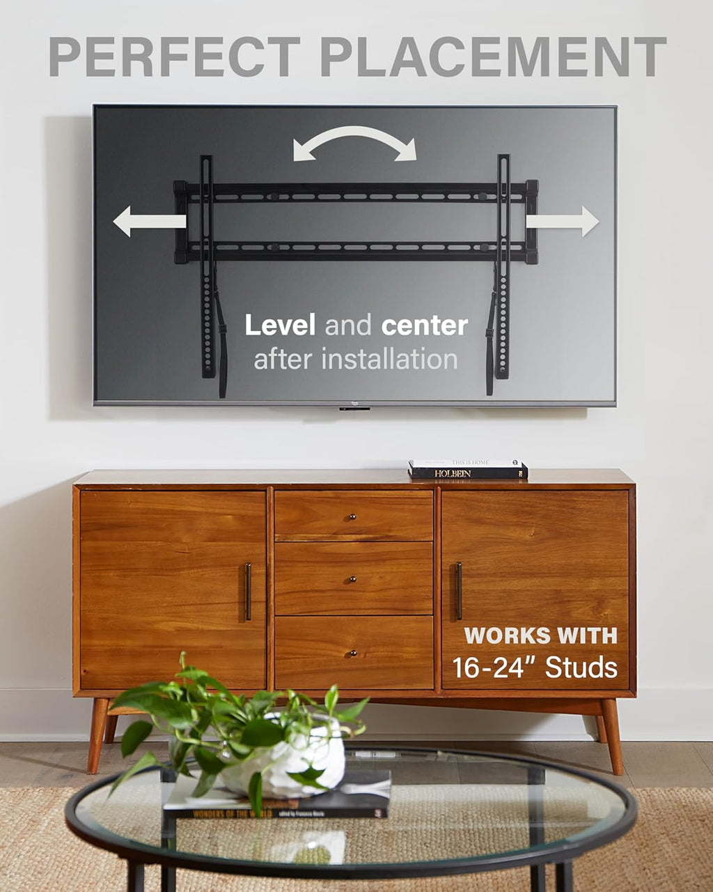 SANUS Low Profile TV Wall Mount | Universal Fixed Bracket for 40" to 80" TVs - Slim 1” Design, Easy 3-Step Install