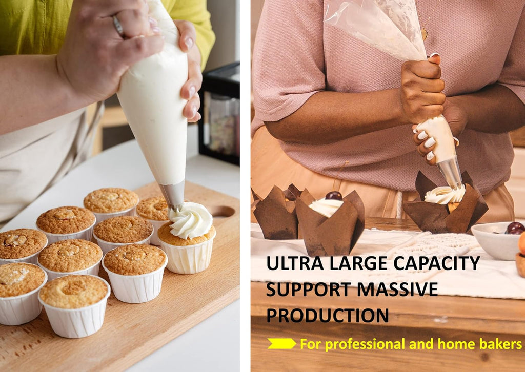 Skiennix 18-Inch Disposable Piping Bags - Thick Anti-Burst Pastry Bags for Cake & Cupcake Decorating | 100 Pack