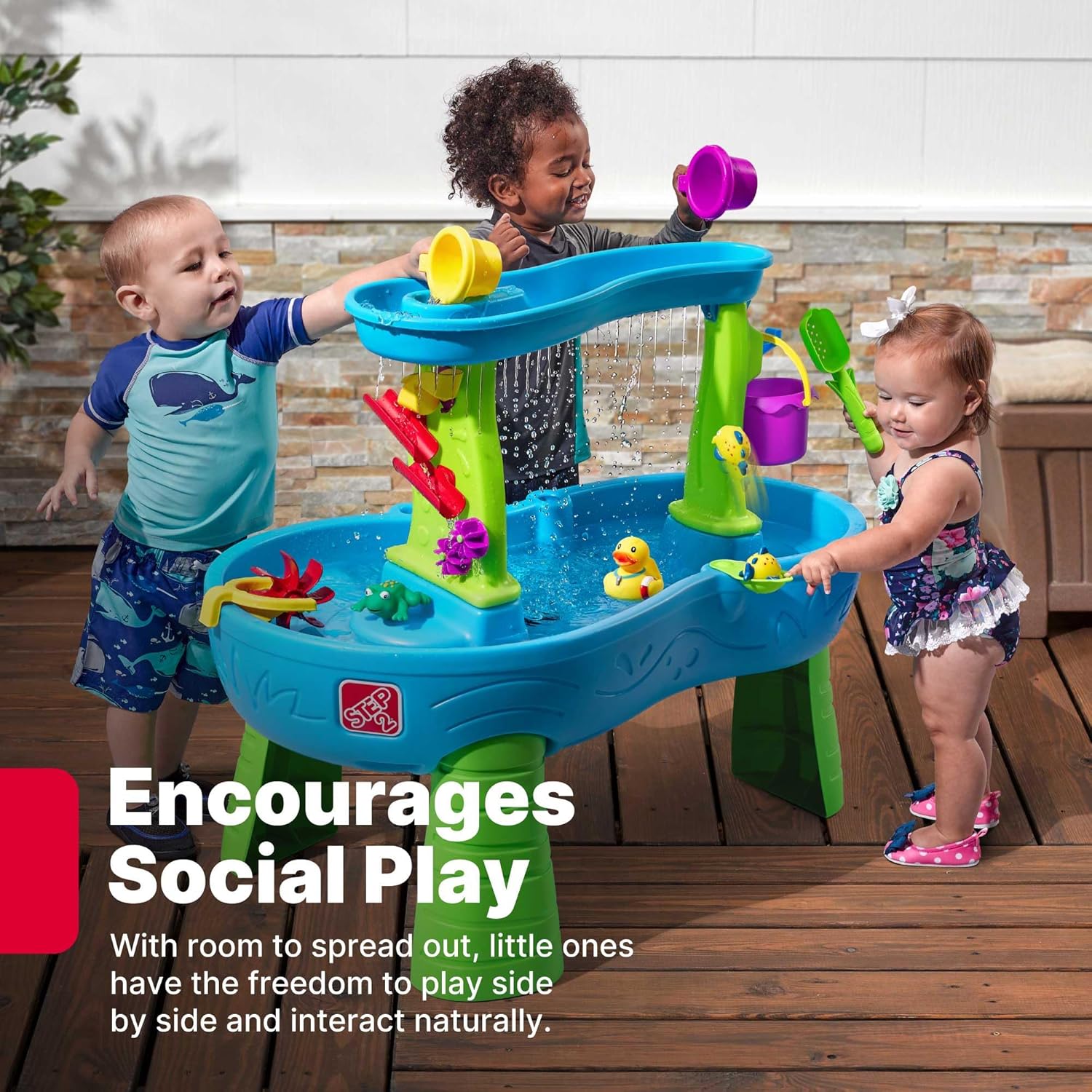 Step2 Rain Showers Water Table - Engaging Sensory Playset for Kids 1.5+ Years - Blue & Green, 13 Accessories