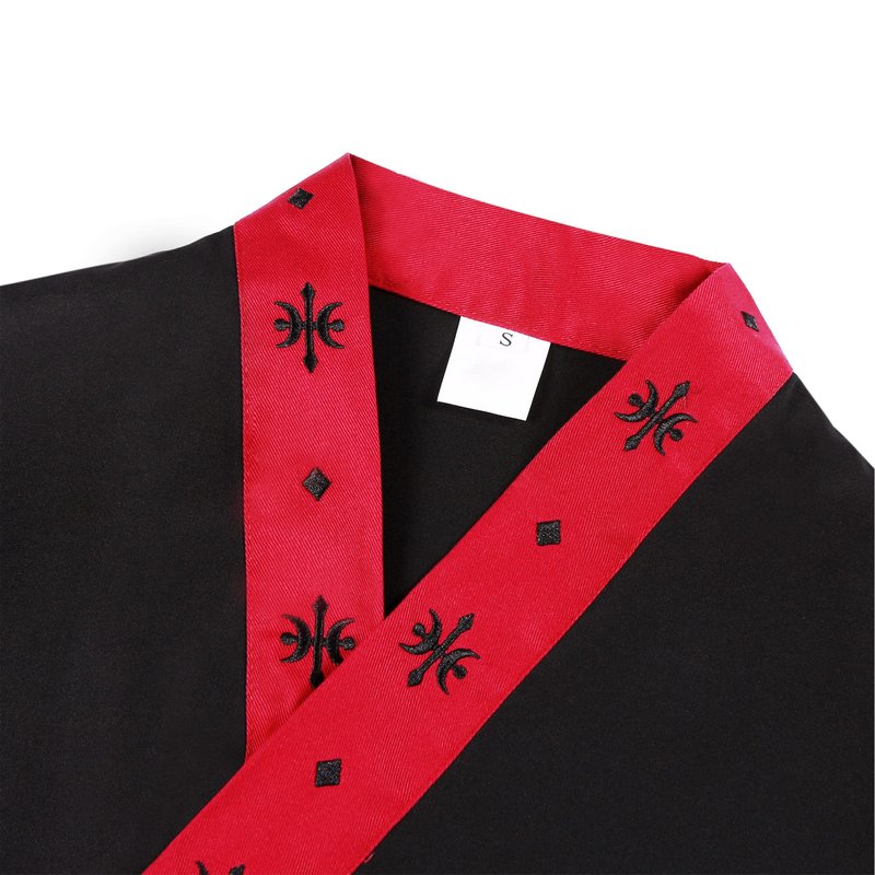 3/4 Sleeve Sushi Chef Coat Black Japanese Chef Jacket Kimono Restaurant Uniform for Men and Women S