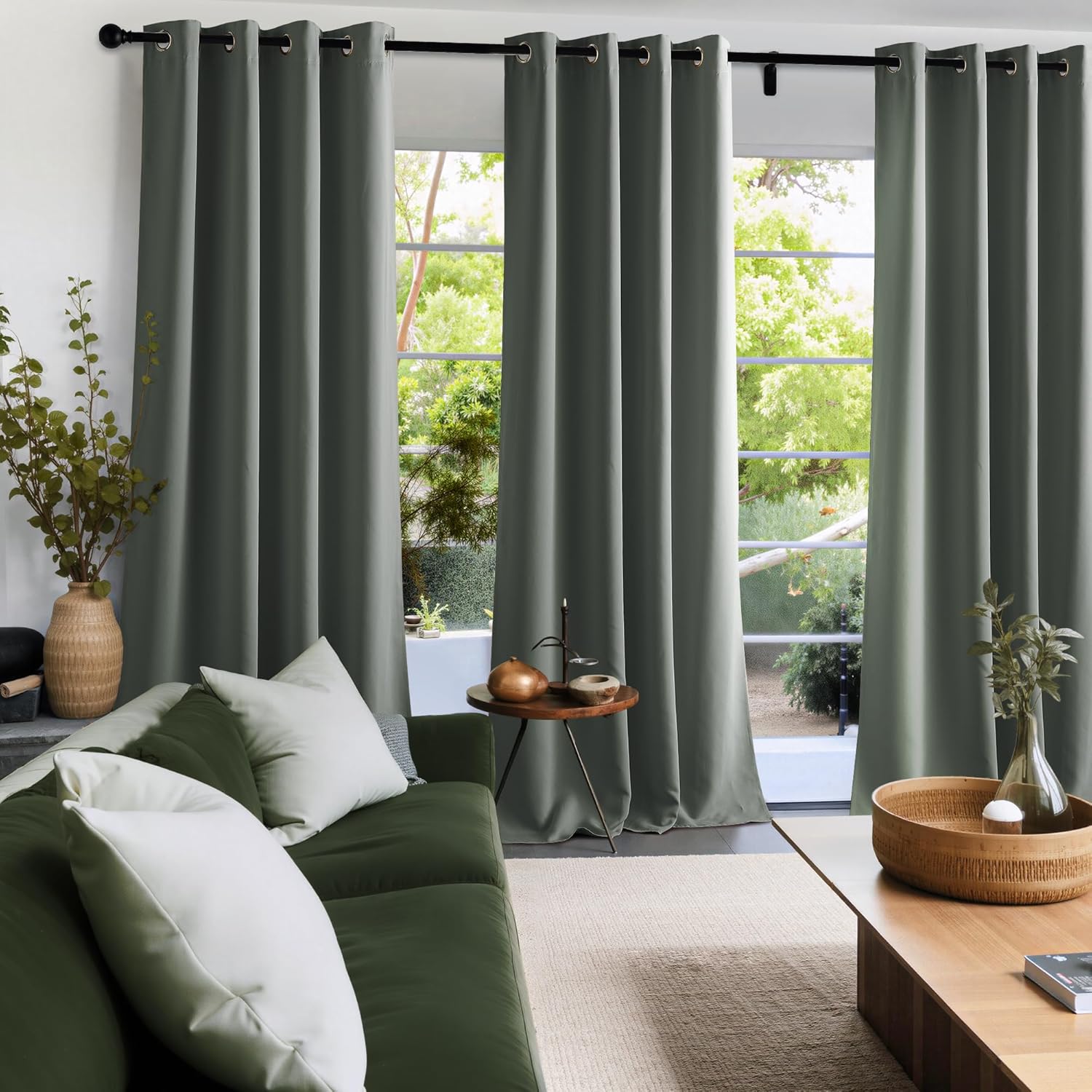 NICETOWN Room Darkening Curtains - Dark Mallard Color | 2 Panels, 52" x 84" Size