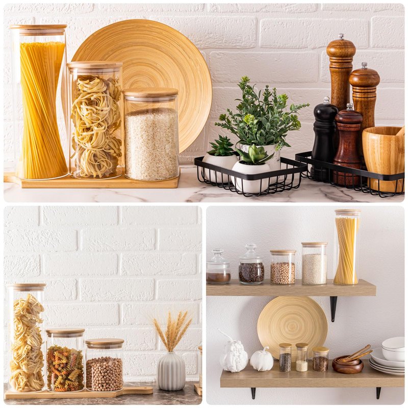 uxcell 6pcs Regular Mouth Mason Jar Lids, 70mm Wooden Canning Lids with Airtight Silicone Seal for Ball, Jars, Coffee