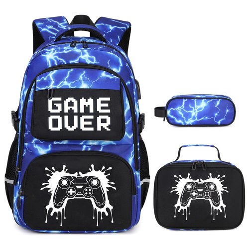 Scothen Boys Backpack for School, 3PCS Cool Luminous Backpack for Boys with Lunch Bag Pencil Case, Kids Bookbag Teen Backpacks for Kindergarten Elementary Middle School