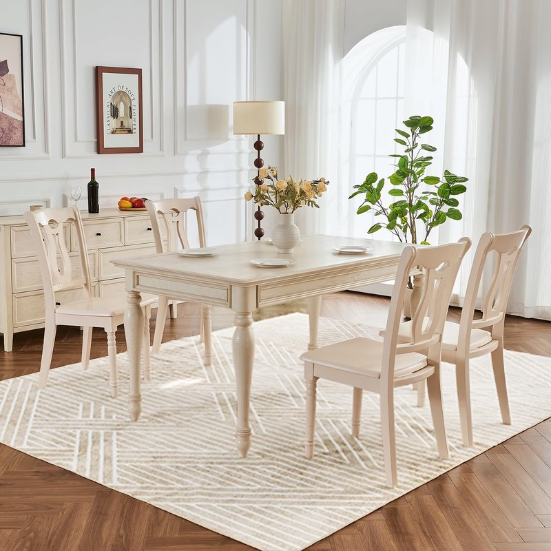 INGEROOM 6x9 Washable Area Rugs, Neutral Beige Geometric Area Rug for Living Room Bedroom, Modern Area Rug, Large Non-Slip Indoor Floor Carpet for High Traffic Areas, Kitchen, Dining Room