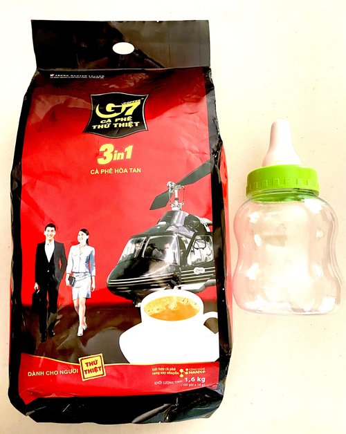 G7 3-in-1 Instant Vietnamese Coffee – Strong & Bold Roast with Non-Dairy Creamer and Sugar – 100 Single-Serve Packets (56.44 oz) + Bonus Baby Bottle Piggy Bank (Lid Color May Vary)