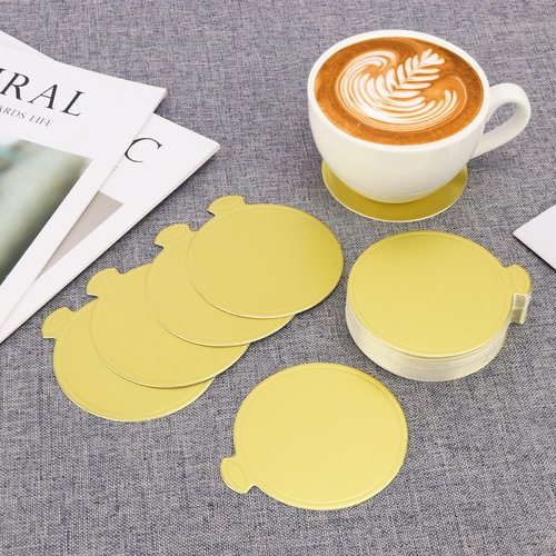 IHDYPPEW 600PCS 3inch Mini Cake Boards, Premium Round Golden Mousse Cake Boards, Versatile Cupcake Bases & Dessert Displays, Perfect for Parties and Special Occasions