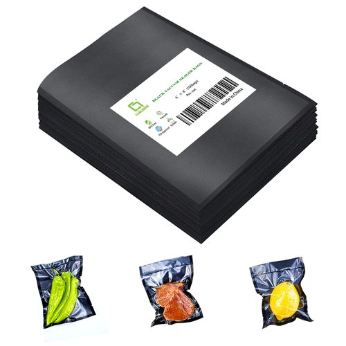 CANLENPK 6x8 Inch/15x20cm Vacuum Seal Bags Black Back and Clear Front,Food Storage Bag,Seal Meal Snack Fruit Nut,Boil Steam Heat Freeze,Commercial Grade Heavy Duty Sealable Bags (100PCS, Black Back)