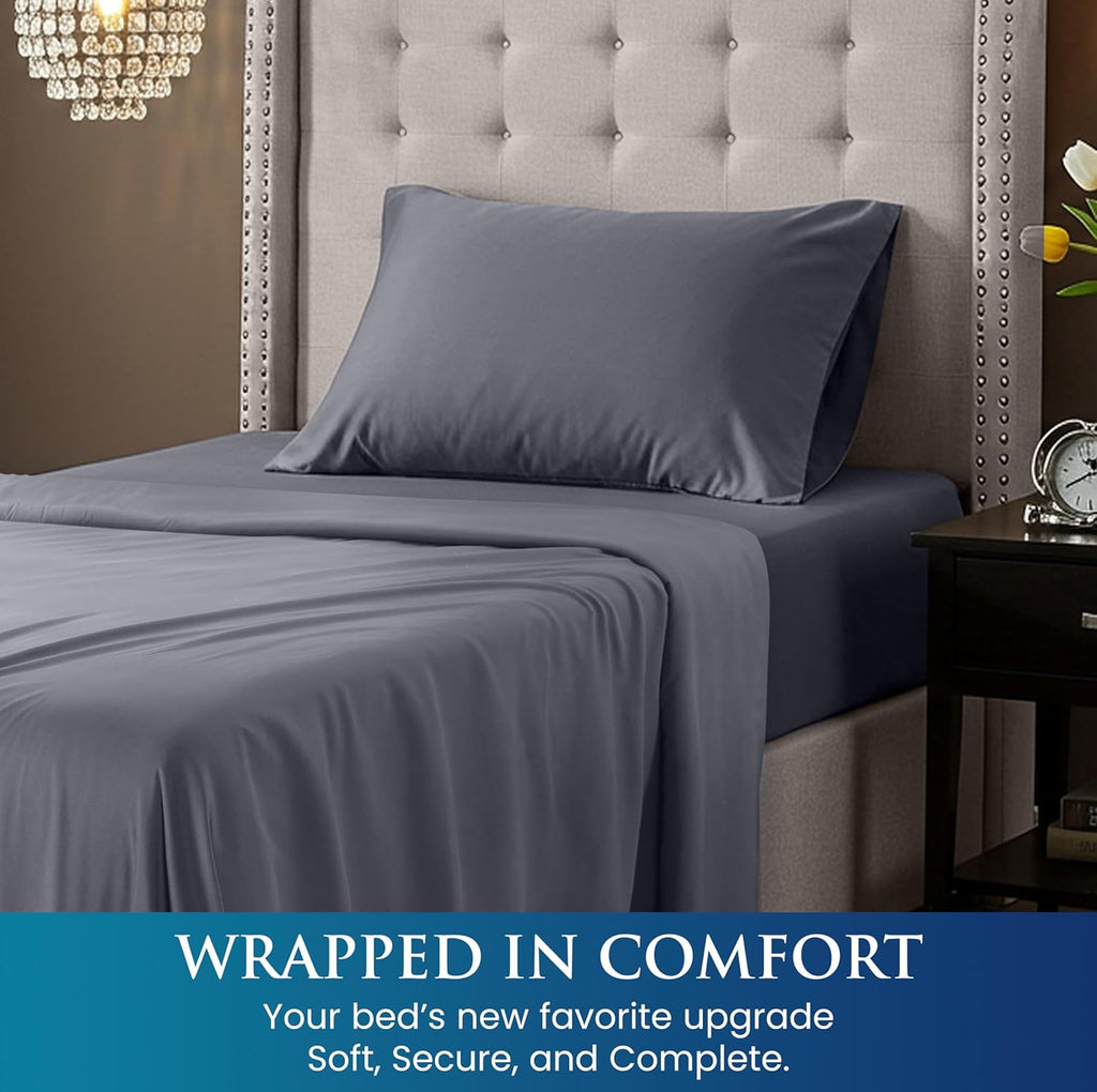 Utopia Bedding Twin Size Sheet Set - Soft Brushed Microfiber - Deep Pocket Design | Includes Fitted, Flat & Pillow Case (Grey)