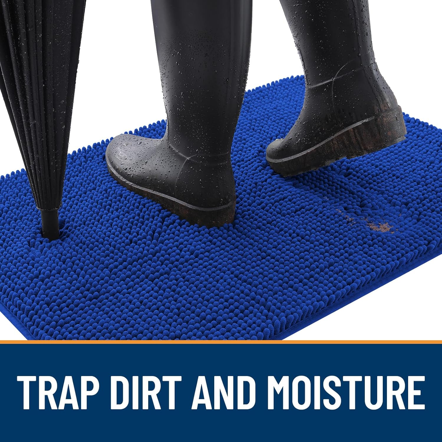 OLANLY Dog Door Mat - Absorbent Non-Slip Mud Mat for Indoor Use | 59x20 Royal Blue, Quick Dry Chenille